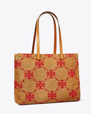 Tory Burch T Monogram Woven Tote - Red