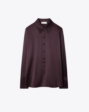 Tory Burch Cuffed Silk Shirt - Purple