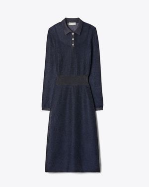 Tory Burch Metallic Polo Dress - Blue