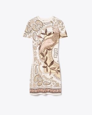 Tory Burch Printed Jersey T-Shirt Dress - Natural