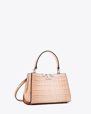Tory Burch Mini Eleanor Croc-Embossed Satchel, One Size - Pink