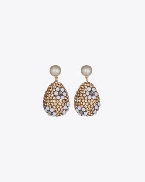Tory Burch Curiosity Crystal Pearl Drop Earrings - White