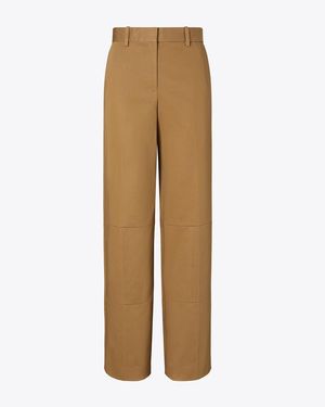 Tory Burch Wide-Leg Cotton Pant - Natural