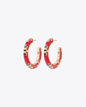 Tory Burch Round Earrings With Logo - Red