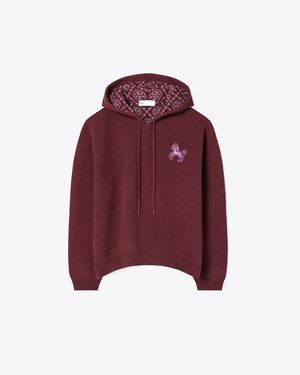 Tory Burch Cropped Wool Hoodie - Red