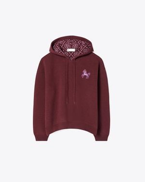 Tory Burch Cropped Wool Hoodie - Red
