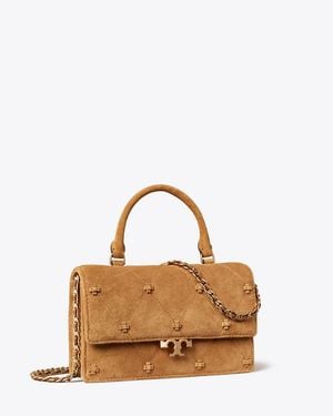 Tory Burch Mini Bunny Knot Suede Top Handle Bag - Brown