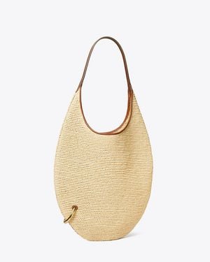 Tory Burch Pierced Soft Raffia Bag - Natural