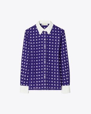 Tory Burch Colourblock Jacquard Shirt - Blue