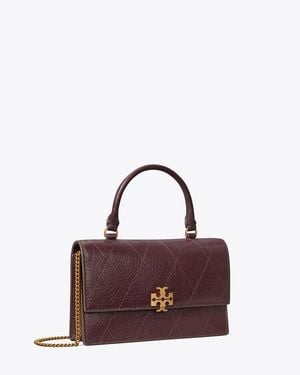Tory Burch Mini Charlie Quilted Top-Handle Bag - Purple