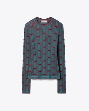 Tory Burch Ribbed Viscose Top - Blue