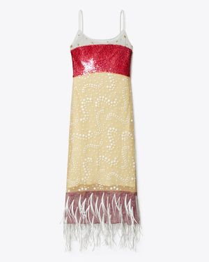 Tory Burch Embellished Slip Dress - Multicolour