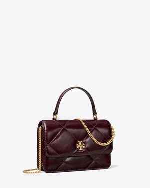 Tory Burch Mini Kira Diamond Quilt Distressed Top-Handle Crossbody, One Size - Purple