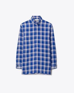 Tory Burch Plaid Viscose Shirt - Blue