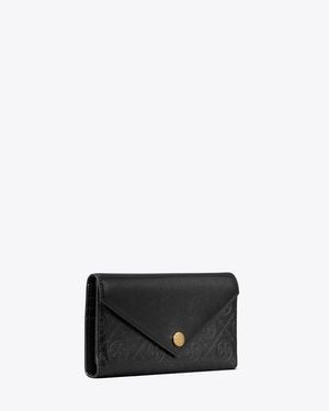 Tory Burch T Monogram Leather Envelope Wallet, One Size - Black