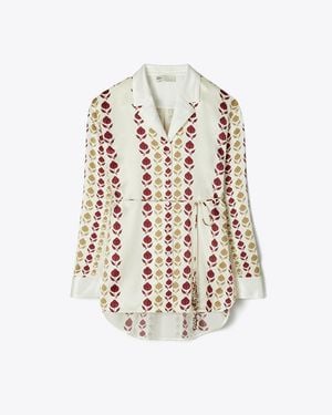 Tory Burch Printed Silk Shirt - White