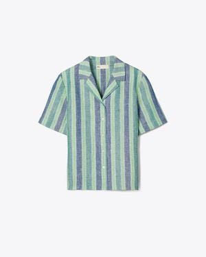 Tory Burch Striped Linen Top - Blue