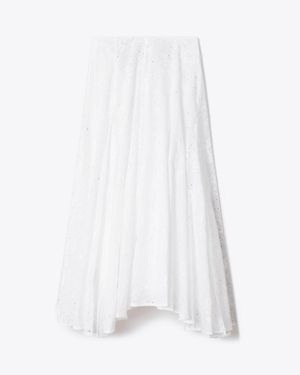 Tory Burch Cotton Eyelet Skirt - White