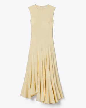 Tory Burch Flared Cotton Silk Dress - Natural