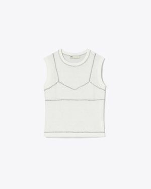Tory Burch Cotton And Nylon Mesh Top - White