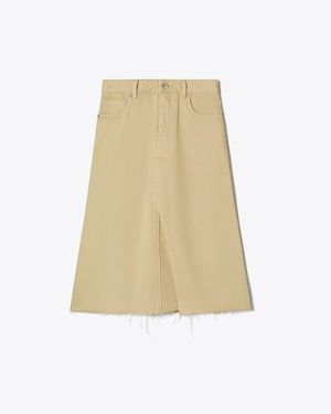 Tory Burch Deconstructed Denim Midi Skirt - Natural