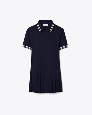 Tory Burch Striped Rib Knit Polo Dress - Blue