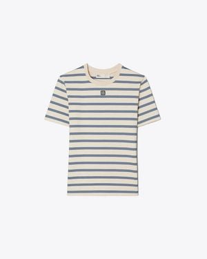 Tory Burch Striped Cotton T-Shirt - White