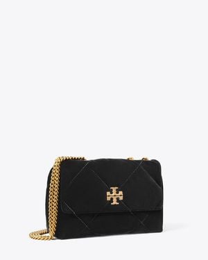 Tory Burch Small Kira Diamond Quilt Velvet Pavé Shoulder Bag, One Size - Black