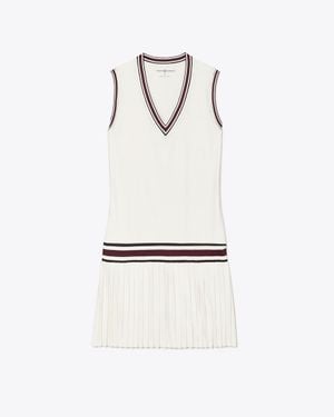 Tory Sport Performance Jersey V-Neck Tennis Dress - White