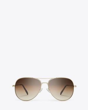 Tory Burch Eleanor Pilot Sunglasses, One Size - Natural