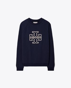 Tory Burch Heavy French Terry Logo Crewneck - Blue