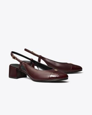 Tory Burch Cap-Toe Slingback Pump - Brown