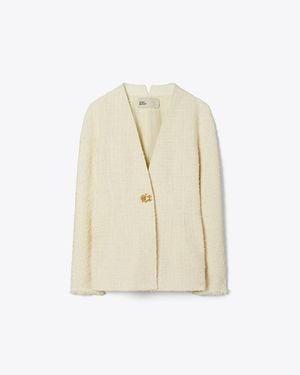 Tory Burch Slim Tweed Jacket - White