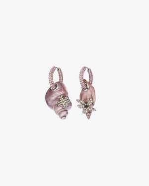 Tory Burch Curiosity Shell Hoop Earrings - Pink