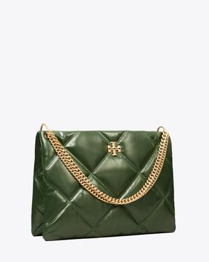 Tory Burch Kira Diamond Quilt Contrast Stitch Shoulder Bag - Green