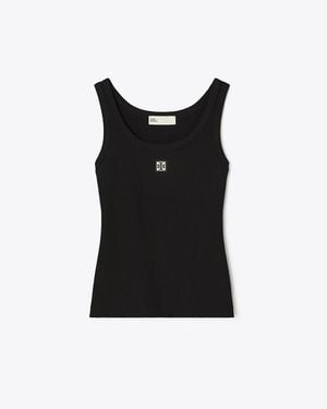 Tory Burch Cotton Scoop Tank - Black