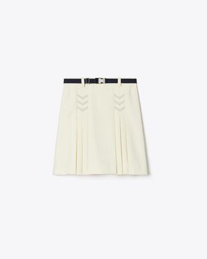 Tory Burch Pleated Stretch Golf Skirt - Natural