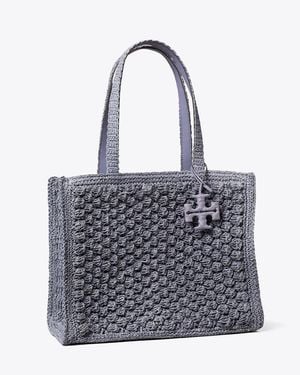 Tory Burch Small Ella Hand-Crocheted Popcorn Tote - Blue
