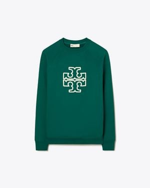 Tory Burch Heavy French Terry Logo Crewneck - Green
