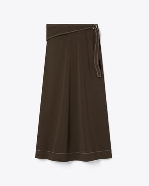 Tory Burch Belted Jersey Skirt - Brown
