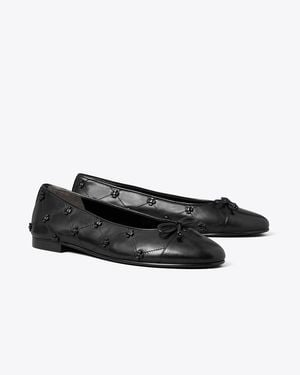 Tory Burch Bunny Knot Cap-Toe Ballet Flat - Black