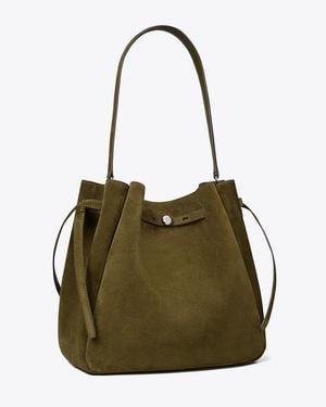 Tory Burch Large Romy Suede Bucket Bag - Green