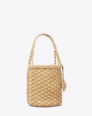 Tory Burch Ella Hand-Crocheted Popcorn Bucket Bag - Metallic