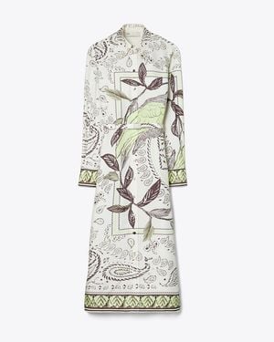 Tory Burch Printed Silk Shirtdress - Metallic