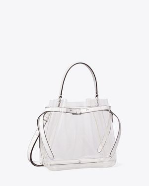 Tory Burch Romy Clear Bucket Bag - White