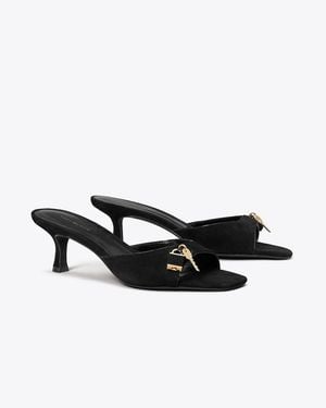 Tory Burch Lock Kitten Heel Sandal - Black