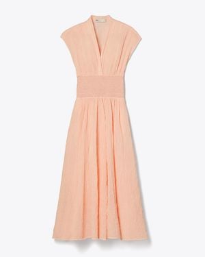 Tory Burch V-Neck Linen Dress - Pink