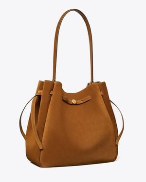 Tory Burch Large Romy Suede Bucket Bag - Brown