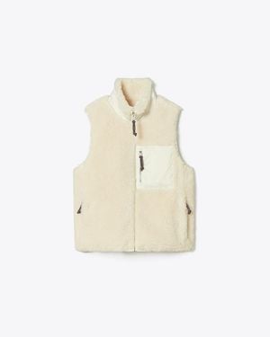 Tory Burch Colourblock Fleece Vest - Natural