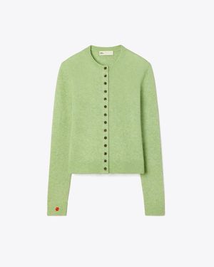 Tory Burch Cashmere Silk Cardigan - Green